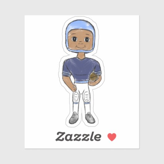  retro football player blue navy simpel sticker (Vel)