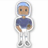  retro football player blue navy simpel sticker (Voorkant)