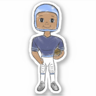  retro football player blue navy simpel sticker