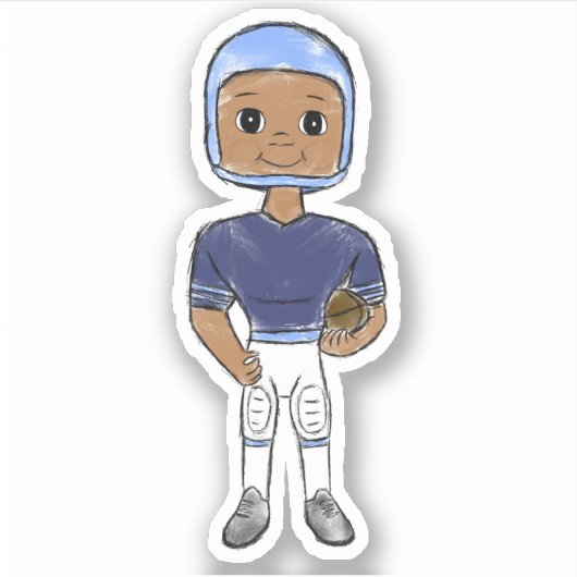  retro football player blue navy simpel sticker (Voorkant)