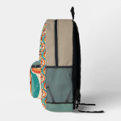 Retro Football Player Circle Pattern Backpack Bedrukte Rugzak (Rechts)