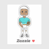  retro football player turquoise sinaasappel sticker (Vel)