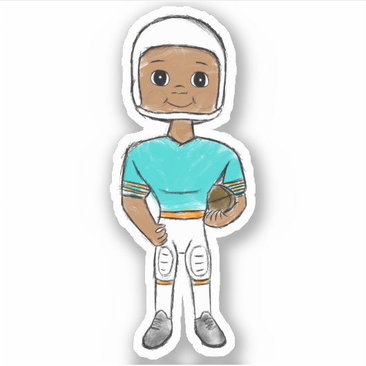  retro football player turquoise sinaasappel sticker (Voorkant)