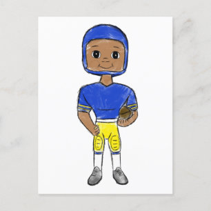  retro football speler blauw geel eenvoudig briefkaart