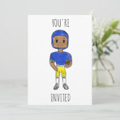  retro football speler blauw geel eenvoudig kaart (Staand voorkant)