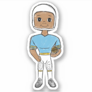  retro football speler blauw geel eenvoudig sticker