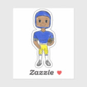 retro football speler blauw geel eenvoudig sticker (Vel)