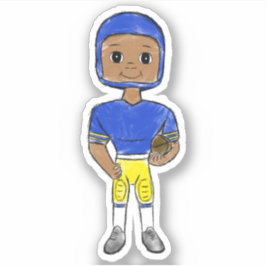  retro football speler blauw geel eenvoudig sticker