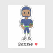  retro football speler blauw groen simpel sticker (Vel)