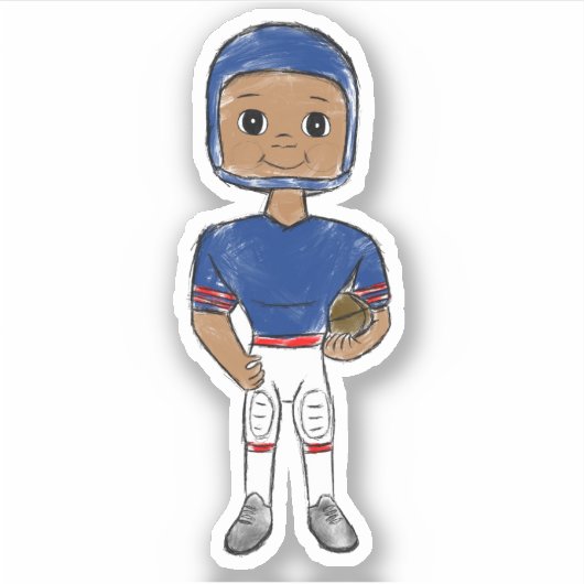 retro football speler blauw rood, simpel sticker (Voorkant)