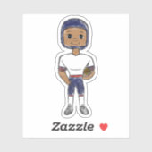  retro football speler blauw rood, simpel sticker (Vel)