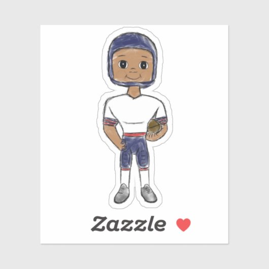  retro football speler blauw rood, simpel sticker (Vel)