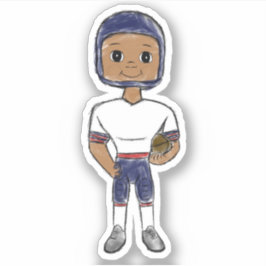  retro football speler blauw rood, simpel sticker