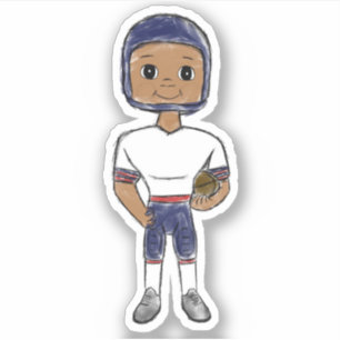  retro football speler blauw rood, simpel sticker