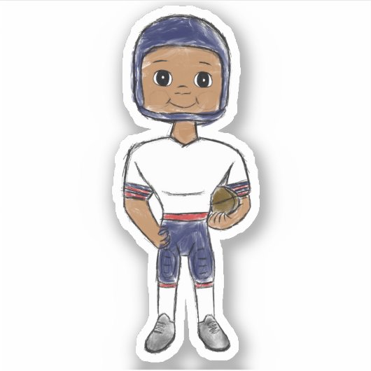  retro football speler blauw rood, simpel sticker (Voorkant)