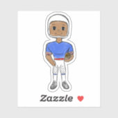  retro football speler blauw wit simpel sticker (Vel)