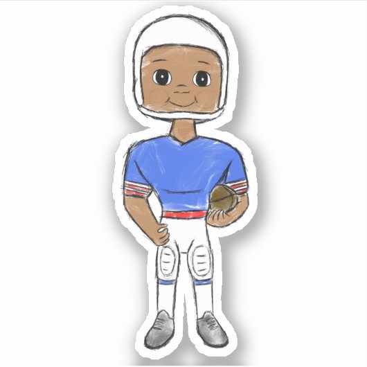  retro football speler blauw wit simpel sticker (Voorkant)