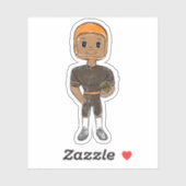  retro football speler brown sinaasappel simpel sticker (Vel)