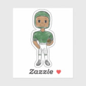  retro football speler groen wit simpel sticker (Vel)