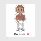  retro football speler maroon red simpel sticker (Vel)