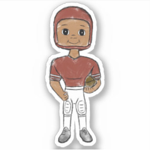  retro football speler maroon red simpel sticker