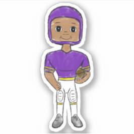  retro football speler paars geel eenvoudig sticker