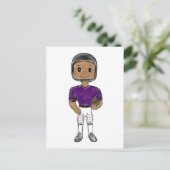  retro football speler paars zwart simpel briefkaart (Staand voorkant)