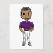  retro football speler paars zwart simpel briefkaart (Voorkant)