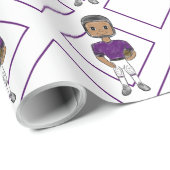  retro football speler paars zwart simpel cadeaupapier (Rol Hoek)