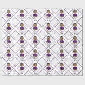  retro football speler paars zwart simpel cadeaupapier (Vlak)