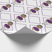  retro football speler paars zwart simpel cadeaupapier (Hoek)