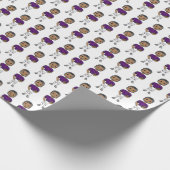  retro football speler paars zwart simpel cadeaupapier (Hoek)