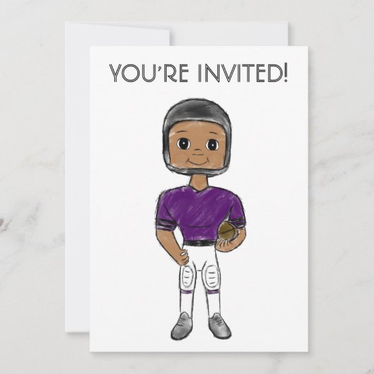 retro football speler paars zwart simpel kaart (Voorkant)