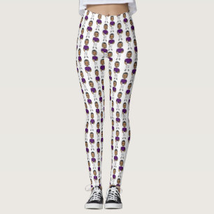  retro football speler paars zwart simpel leggings