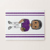  retro football speler paars zwart simpel legpuzzel (Horizontaal)