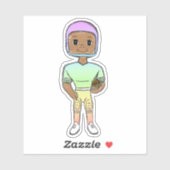  retro football speler rainbow ombre simpel sticker (Vel)