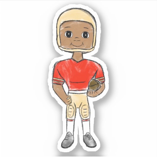  retro football speler red gold simpel sticker (Voorkant)