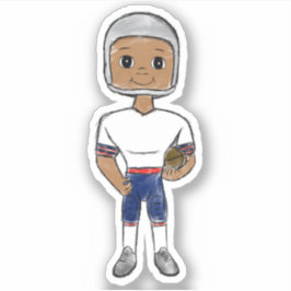  retro football speler rode blauwe grijs simpel sticker