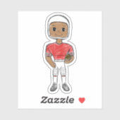 retro football speler rood wit simpel sticker (Vel)