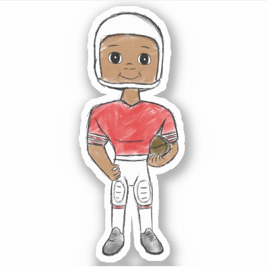 retro football speler rood wit simpel sticker (Voorkant)