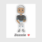  retro football speler zwart blauw eenvoudig sticker (Vel)