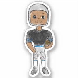  retro football speler zwart blauw eenvoudig sticker