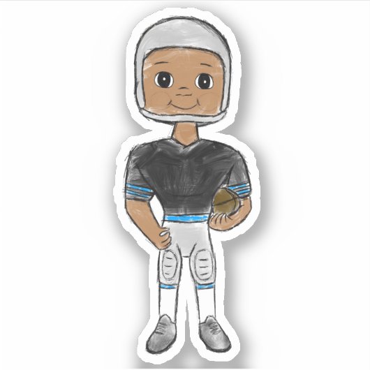  retro football speler zwart blauw eenvoudig sticker (Voorkant)