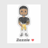 retro football speler zwart geel eenvoudig sticker (Vel)