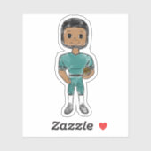  retro football speler zwart groen simpel sticker (Vel)