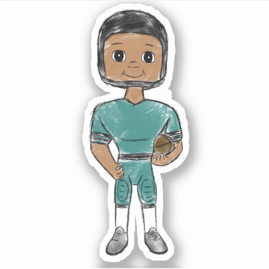  retro football speler zwart groen simpel sticker (Voorkant)