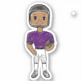  retro football speler zwart paars simpel sticker