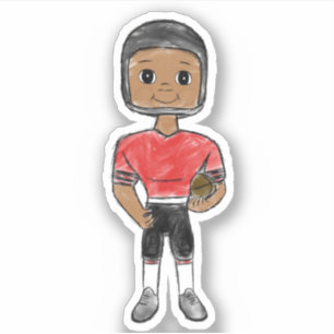 retro football speler zwart rood simpel sticker