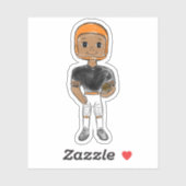  retro football speler zwart sinaasappel simpel sticker (Vel)