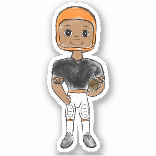  retro football speler zwart sinaasappel simpel sticker (Voorkant)